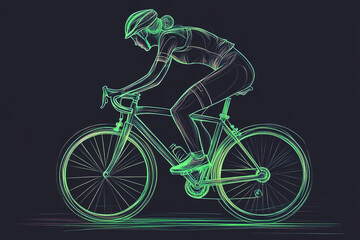 Fototapeta premium shape green neon bicycle on a black background