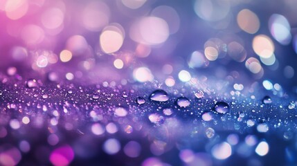 A beautiful display of colorful droplets and bokeh lights reflecting light in the evening