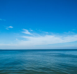 Landscape beautiful summer panorama wide horizon look viewpoint  shore open sea beach cloud clean...