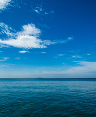 Landscape beautiful summer vertical wide horizon look viewpoint  shore open sea beach cloud clean and blue sky background calm nature ocean wave water nobody travel at thailand chonburi sun day time