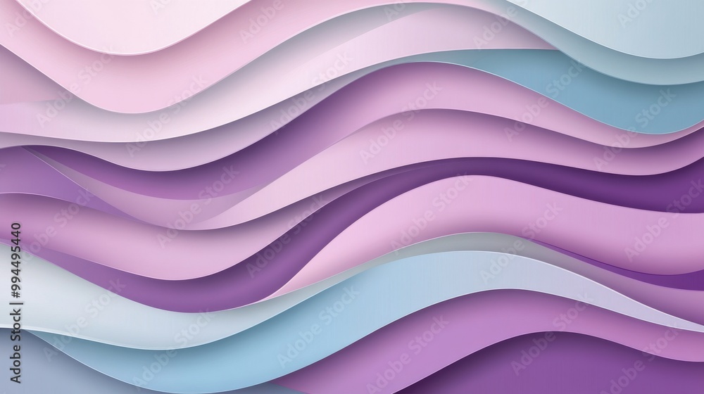 Poster soft wavy layers of purple and pink paper create a calming abstract design