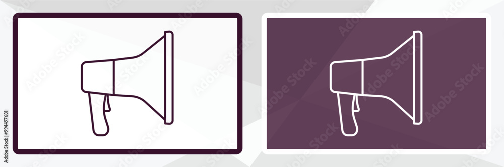 Poster megaphone side view outline icon. linear vector from tools concept. thin line white and black megaph