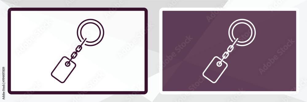Poster key ring outline icon. linear vector from tools concept. thin line white and black key ring icon iso