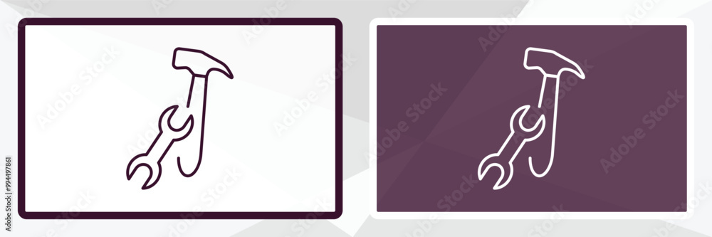 Poster tools and utensils outline icon. linear vector from tools concept. thin line white and black tools a