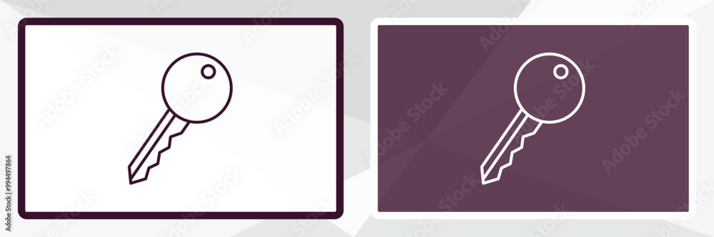 Poster tiny key outline icon. linear vector from tools concept. thin line white and black tiny key icon iso