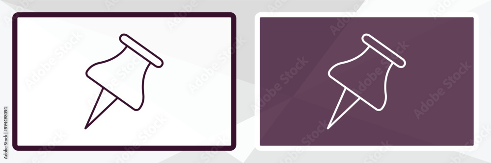 Poster tack save button outline icon. linear vector from tools concept. thin line white and black tack save