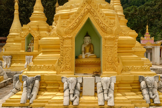 Golden Buddha statue at Pindaya, Myanmar