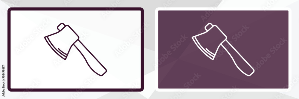 Poster hand axe outline icon. linear vector from tools concept. thin line white and black hand axe icon iso