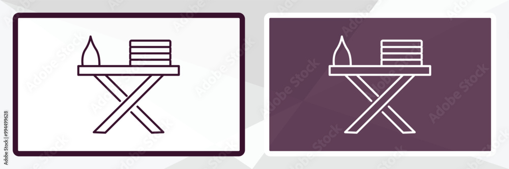 Poster iron table outline icon. linear vector from tools concept. thin line white and black iron table icon