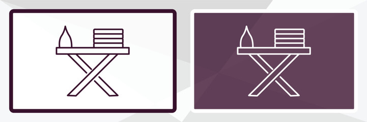 iron table outline icon. Linear vector from tools concept. Thin line white and black iron table icon isolated on white and dark background