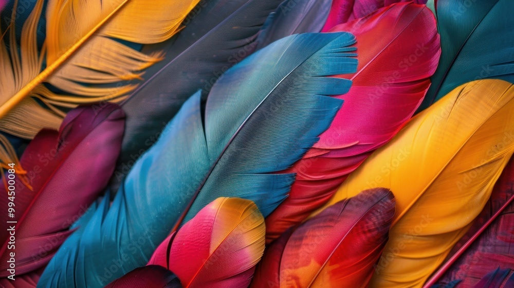 Wall mural abstract background of colorful native american feathers , Native American heritage month