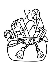 Santa's sack with gifts for coloring book