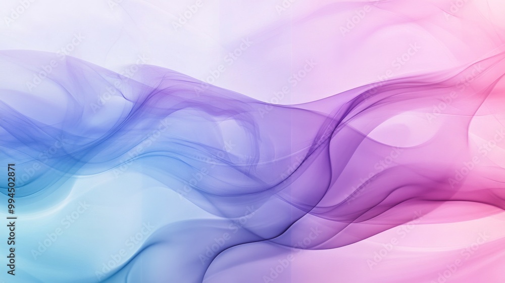 Poster abstract flowing waves of pastel colors in soft gradients creating a serene and calming backdrop