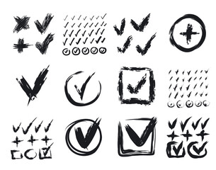 Sketched Check Marks, Tick Symbols, Checkmark Signs