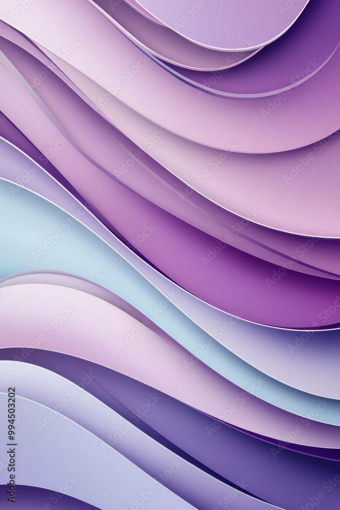 Poster flowing waves of purple and blue create a serene abstract backdrop in soft tones and gradients