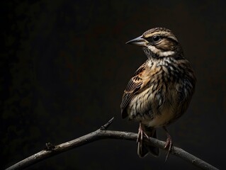 Bobolink Bird Portrait in Dark Studio, Professional Wildlife Photography