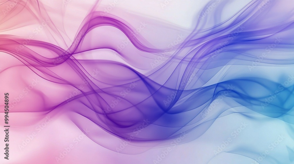 Poster abstract flowing waves of pastel colors in soft gradients creating a serene and calming backdrop