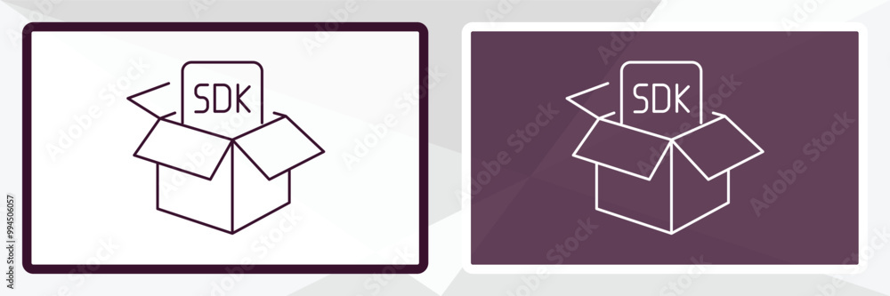 Poster sdk outline icon. linear vector from technology concept. thin line white and black sdk icon isolated