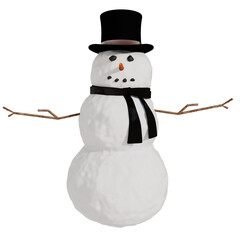 3d render Mr Snowman christmas with transparent background