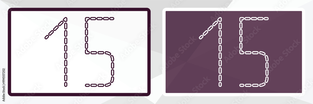 Poster digital number 15 outline icon. linear vector from technology concept. thin line white and black dig