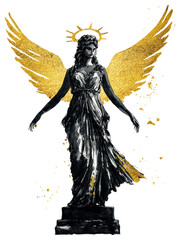 Fototapeta premium PNG Winged Greek Goddess Statue statue angel wings.