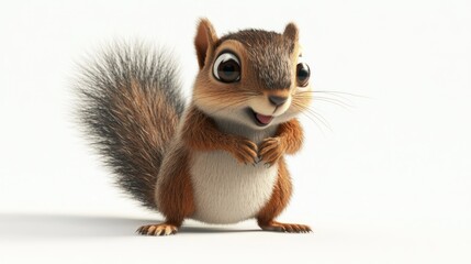 Obraz premium A Cute Cartoon Squirrel with Big Eyes and a Fluffy Tail