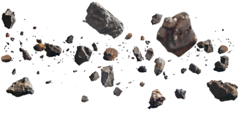 Floating space rocks asteroid debris