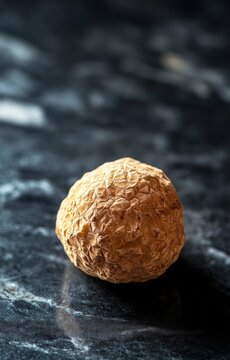 A big high quality picture of white truffle mushrooms close up against a botanical print of the tuber magnatum family tuberaceae