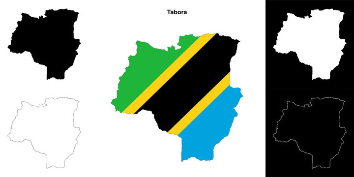 Tabora region outline map set