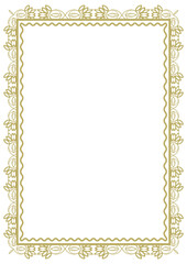 Vintage style frame in A4 format. Elegant golden ornament. Version 33. Vector illustration