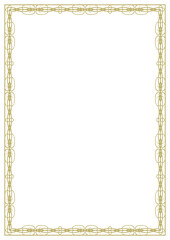 Vintage style frame in A4 format. Elegant golden ornament. Version 19. Vector illustration