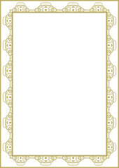 Vintage style frame in A4 format. Elegant golden ornament. Version 38. Vector illustration