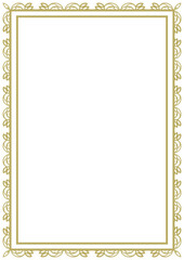 Vintage style frame in A4 format. Elegant golden ornament. Version 20. Vector illustration