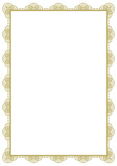 Vintage style frame in A4 format. Elegant golden ornament. Version 22. Vector illustration