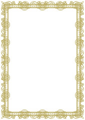 Vintage style frame in A4 format. Elegant golden ornament. Version 21. Vector illustration