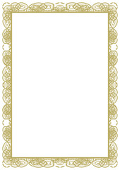 Vintage style frame in A4 format. Elegant golden ornament. Version 23. Vector illustration
