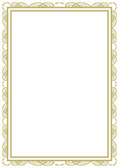 Vintage style frame in A4 format. Elegant golden ornament. Version 24. Vector illustration