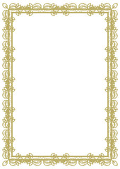 Vintage style frame in A4 format. Elegant golden ornament. Version 31. Vector illustration