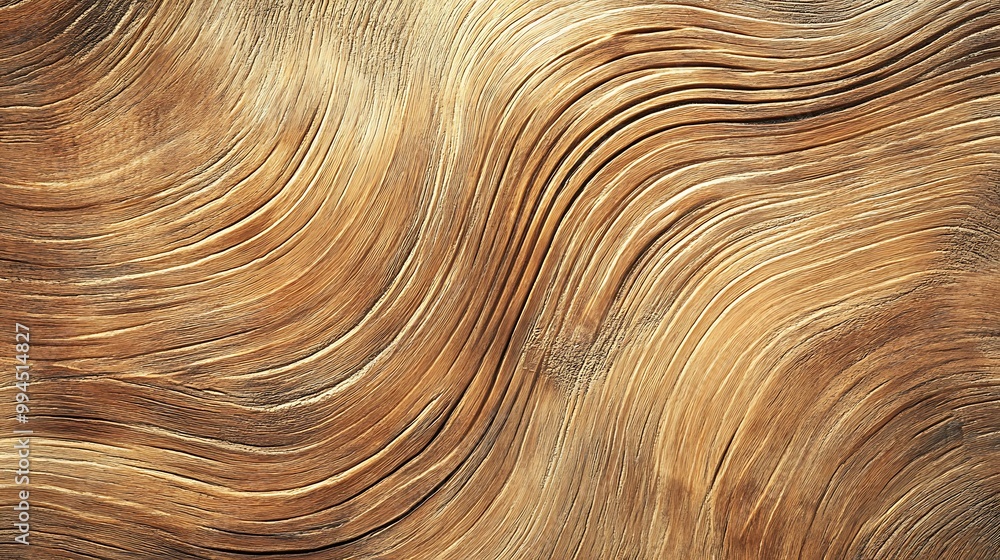 Poster abstract wood texture background with wavy lines and grain pattern in warm brown and gold tones