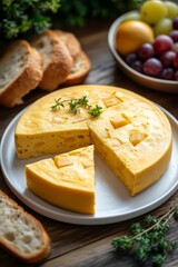 It is a typical Spanish dish made from eggs and potatoes, called tortilla de patata.