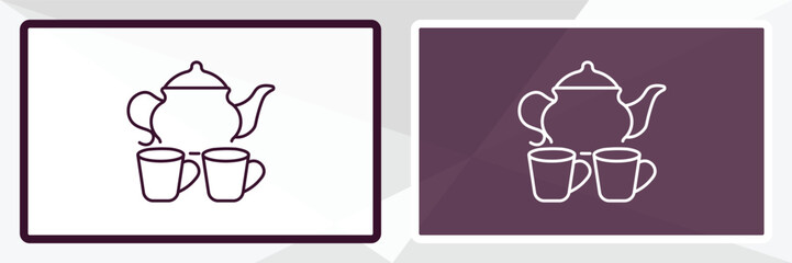 tea set outline icon. Linear vector from restaurant concept. Thin line white and black tea set icon isolated on white and dark background