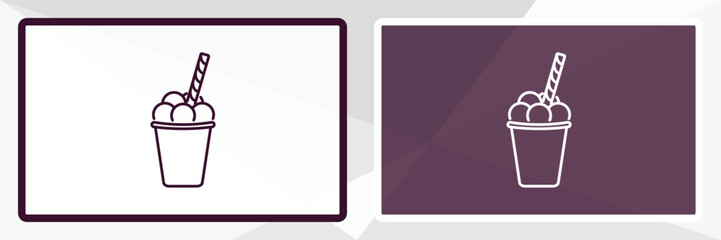 ice cream cup outline icon. Linear vector from restaurant concept. Thin line white and black ice cream cup icon isolated on white and dark background