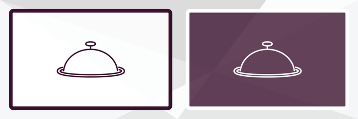 Obraz premium tray and cover outline icon. Linear vector from restaurant concept. Thin line white and black tray and cover icon isolated on white and dark background