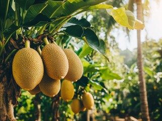 There is a tree in the family Moraceae, which bears cempedak fruit (Artocarpus integer), which belongs to the same genus as breadfruit and jackfruit.