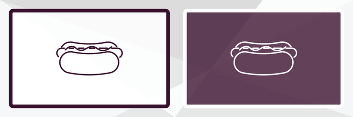 hot dog with ketchup outline icon. Linear vector from restaurant concept. Thin line white and black hot dog with ketchup icon isolated on white and dark background