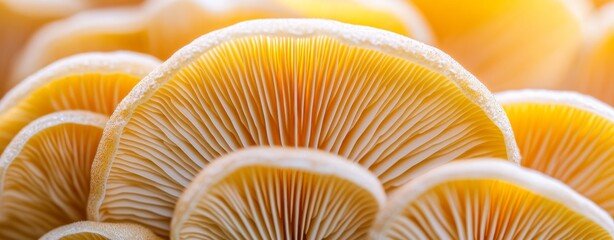 Creating an abstract natural background with textured mushroom caps
