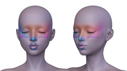 女性の顔アップ　3DCGレンダリング