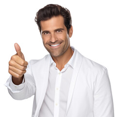 PNG Smiling man finger pointing adult.