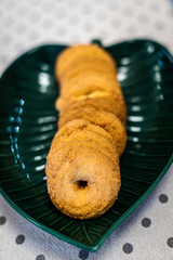 Breakfast table in italy. Cookies and marmalade.