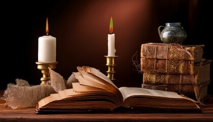 candle and book